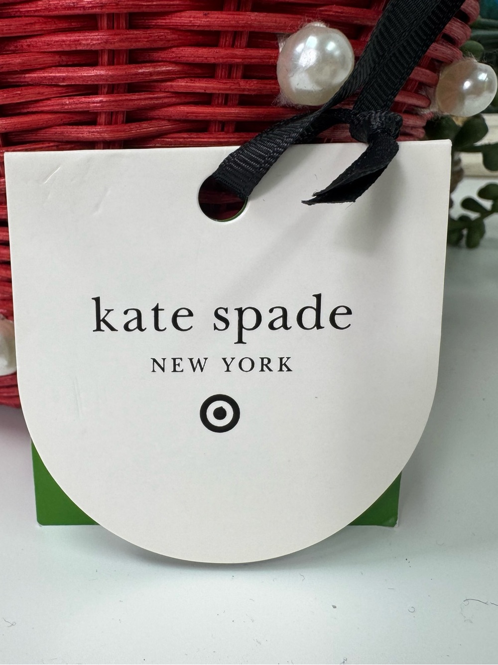 Kate Spade New York X Target Pearl Embellished Strawberry Wicker Basket Bag NWT - Picture 9 of 10